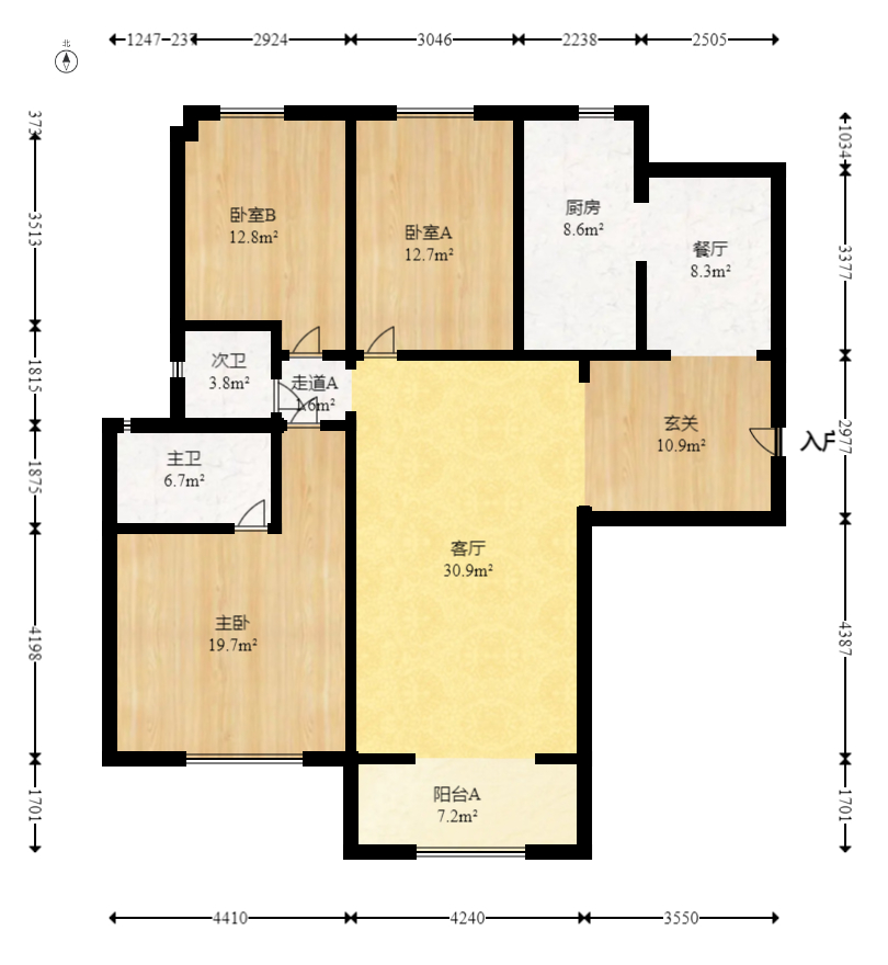 半山壹号  3室2厅1卫   150.00万室内图1