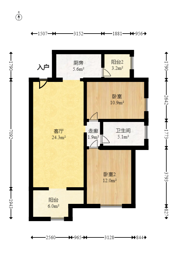 旭辉华庭  2室1厅1卫   45.00万室内图1