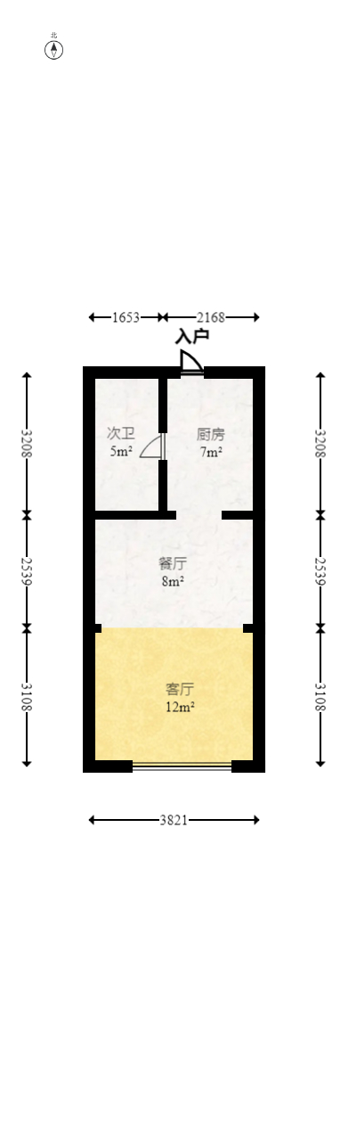 圆泰长沙印  1室1厅1卫   115.00万室内图1