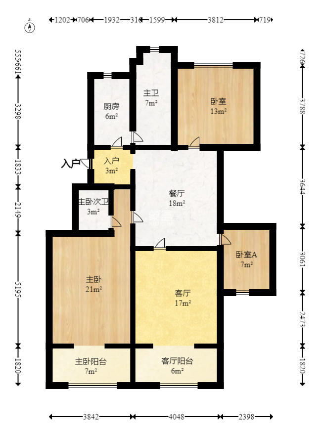 白沙公寓  3室1厅1卫    88.0万室内图1