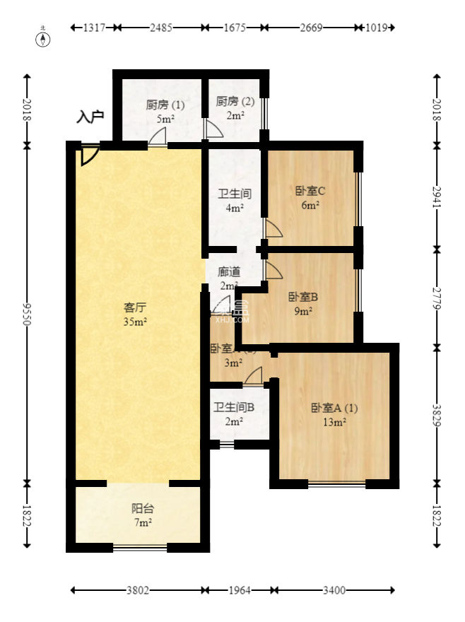 中建梅溪湖中心 3室2廳1衛 160.00萬