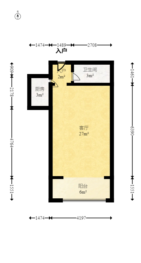 麓谷明珠  1室1厅1卫    42.27万室内图1