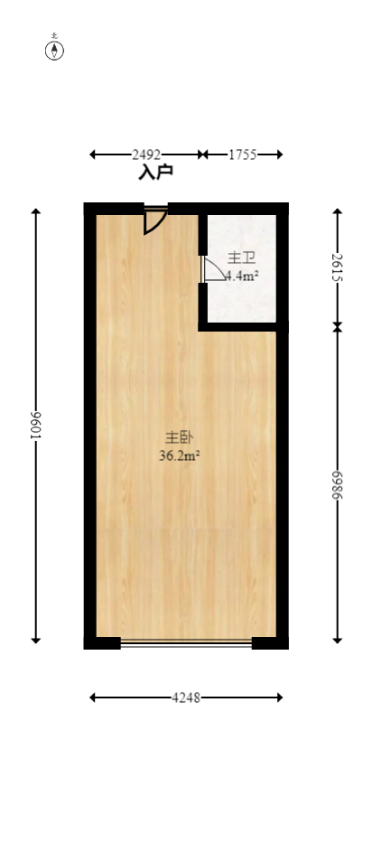 北辰三角洲E4区  1室1厅1卫    63.99万室内图1