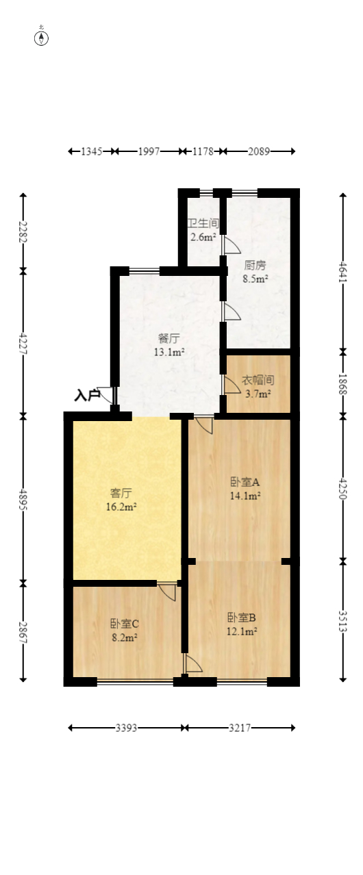 东风路招标局宿舍  3室2厅1卫   66.00万室内图1