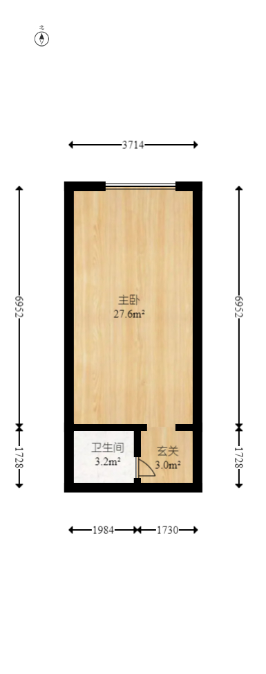 奥克斯缔壹城  1室1厅1卫   31.00万室内图1