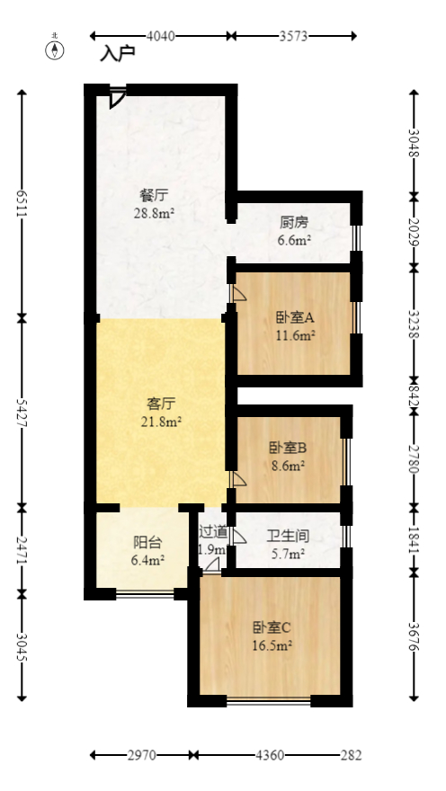 悦湖山 3室2厅1卫 92.00万 悦湖山 3室2厅1卫 92.00万户型图