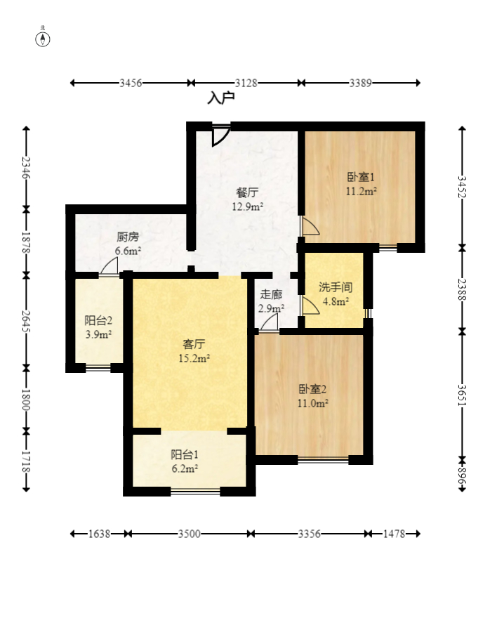 新盛珑璟台  2室2厅1卫   98.00万室内图1