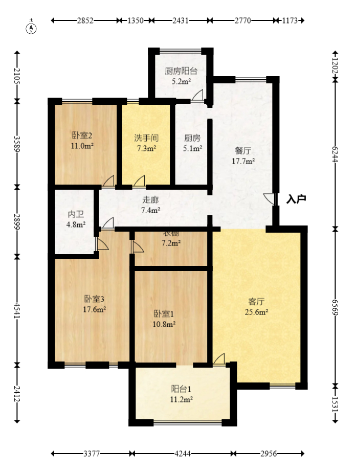 西街花园  3室2厅2卫   138.00万室内图1