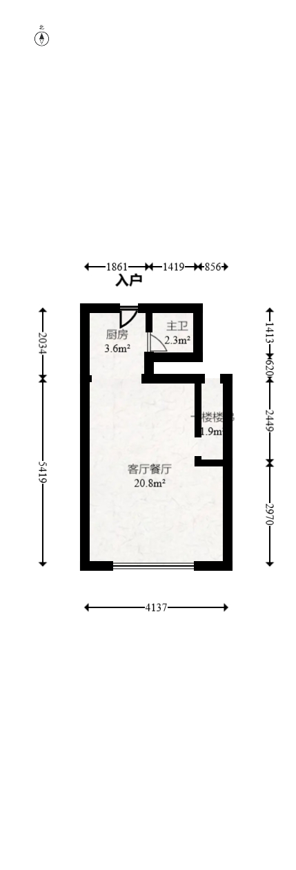 荣盛花语书苑  1室1厅1卫   38.00万户型图