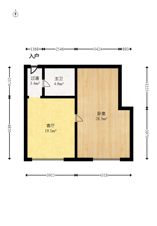 麦芒国际（金恒雅苑）  1室1厅1卫   59.00万室内图1