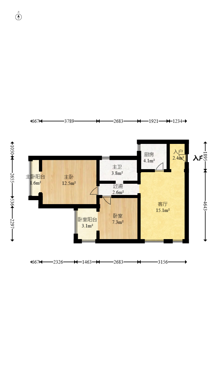 郡原居里  2室2厅1卫    63.8万室内图1