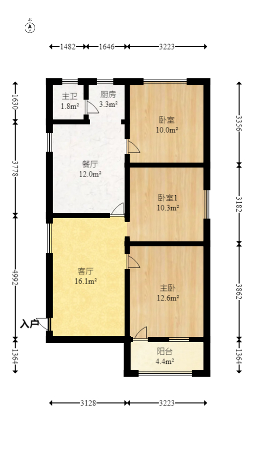 朝阳一、二村  3室1厅1卫   56.00万室内图1