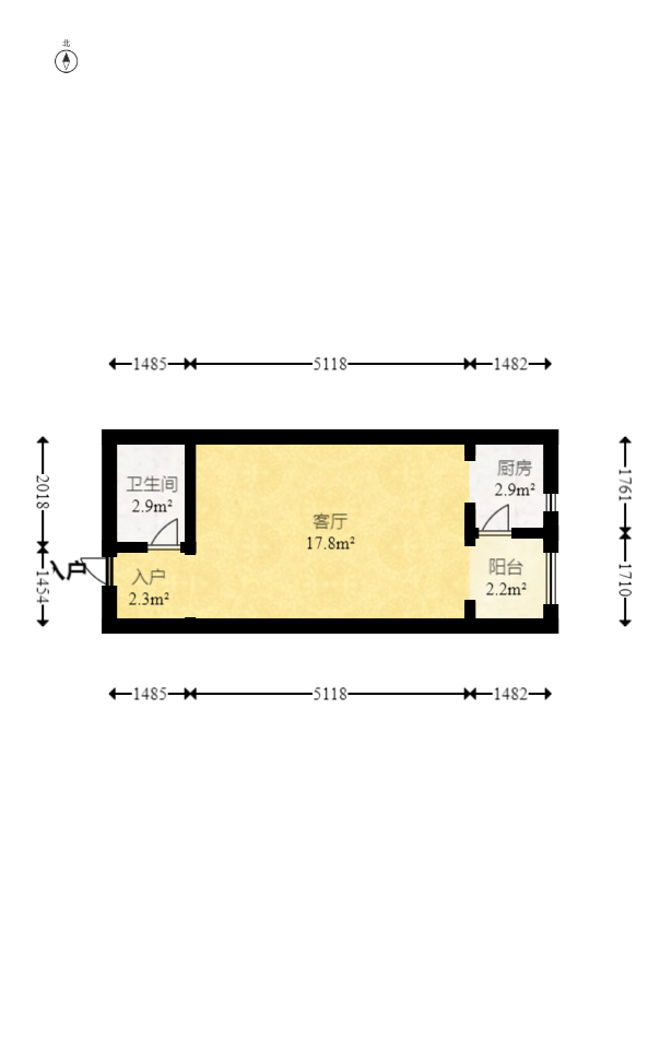 国泰九龙湾 1室1厅1卫 34.6万 国泰九龙湾 1室1厅1卫 34.6万户型图