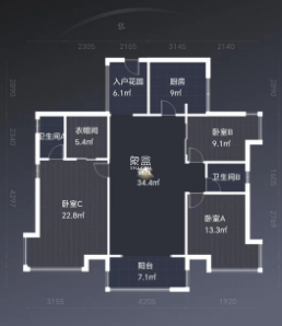 美的城二期  3室2厅2卫   89.80万