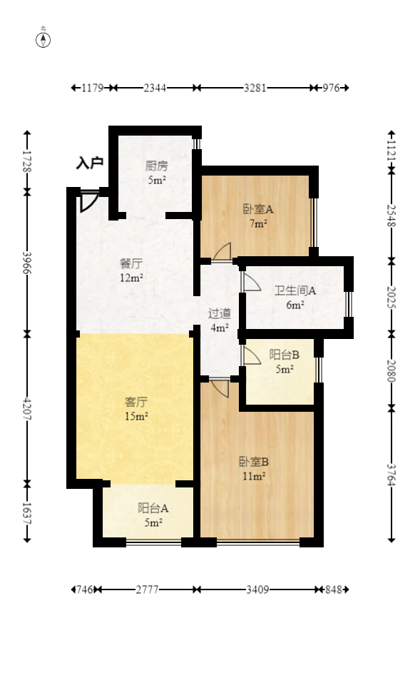 长房半岛蓝湾（观山月）  3室2厅1卫   83.80万室内图1
