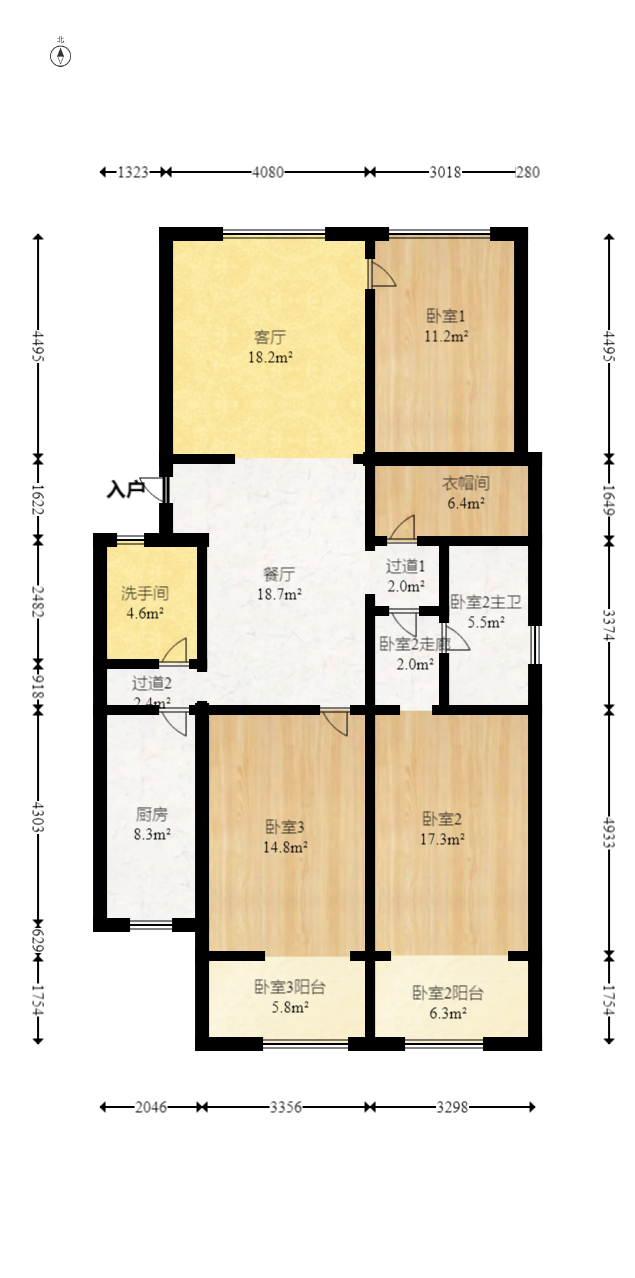 白沙苑  3室2厅1卫   76.80万室内图1