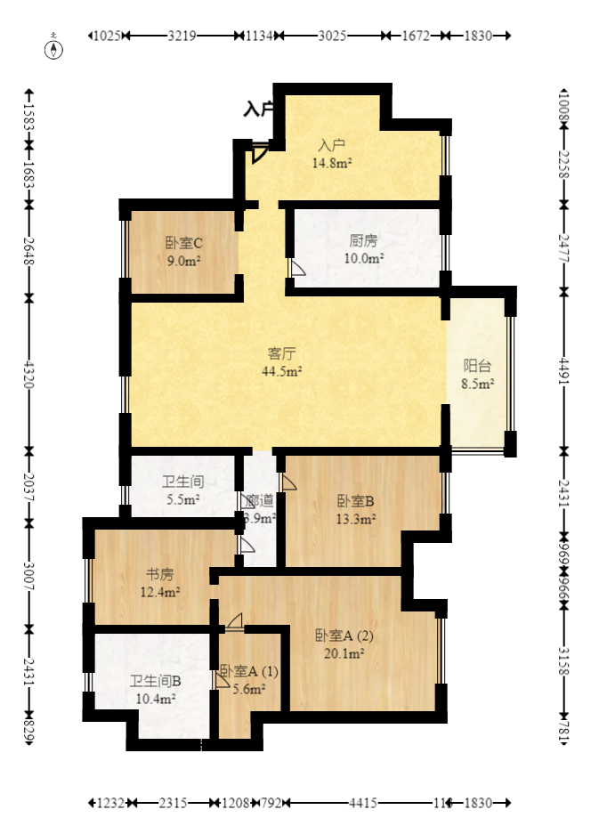 达美D6区  4室2厅1卫   187.00万室内图1