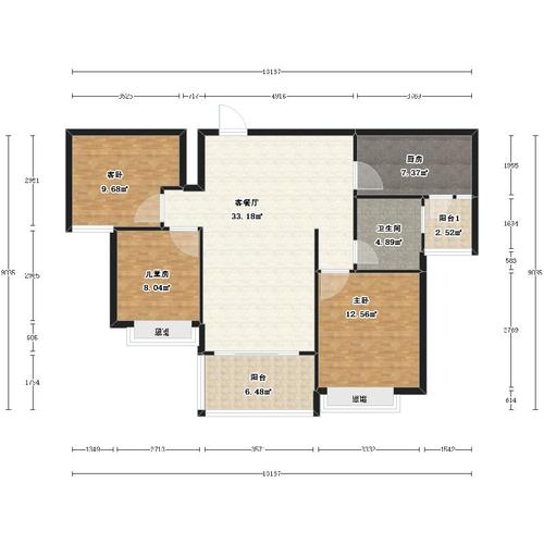 恒大华府  3室2厅2卫   121.00万室内图1