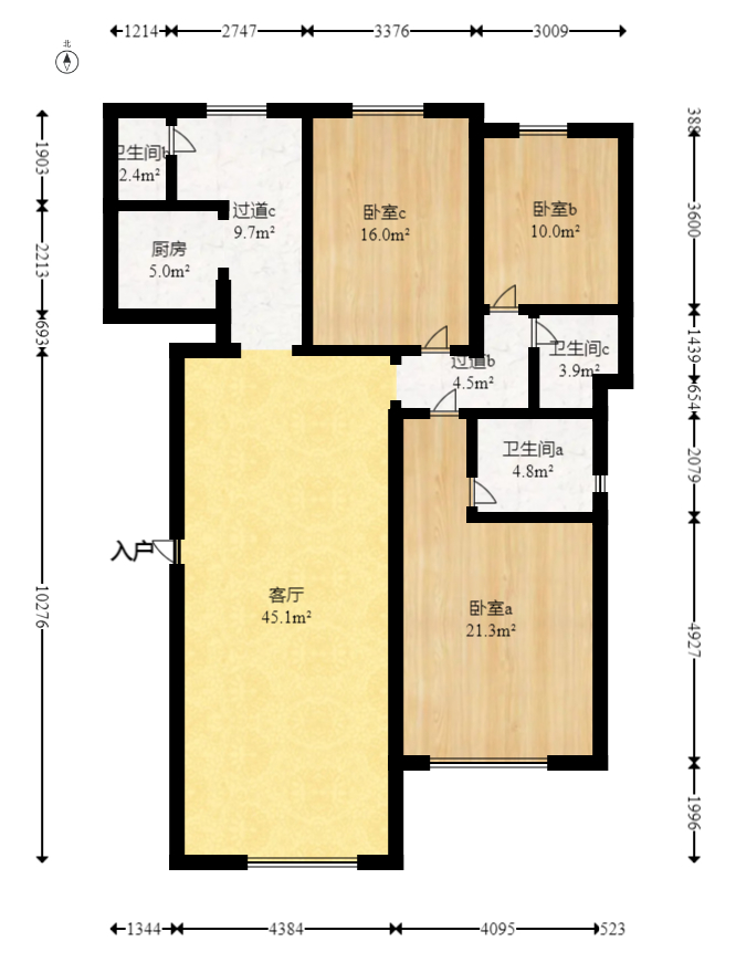 鄱阳小区  3室2厅2卫   115.00万室内图1
