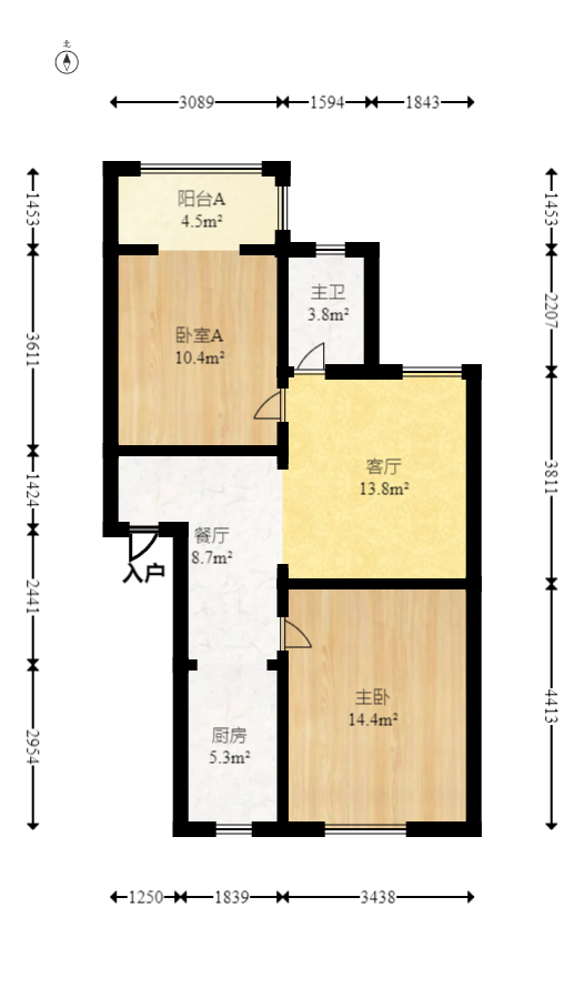 龙吉湾小区（龙瑞尚苑）  2室1厅1卫   43.00万室内图1