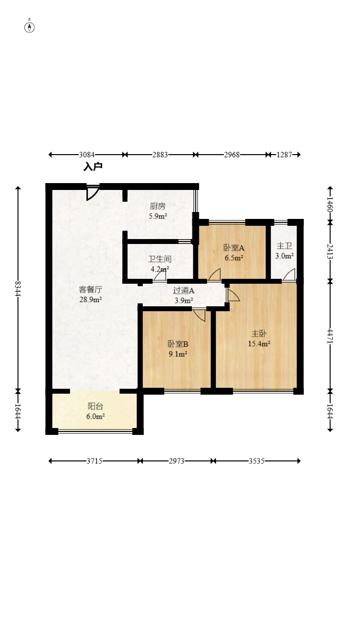 奥克斯缔壹城  3室2厅2卫    128.0万 奥克斯缔壹城  3室2厅2卫    128.0万户型图