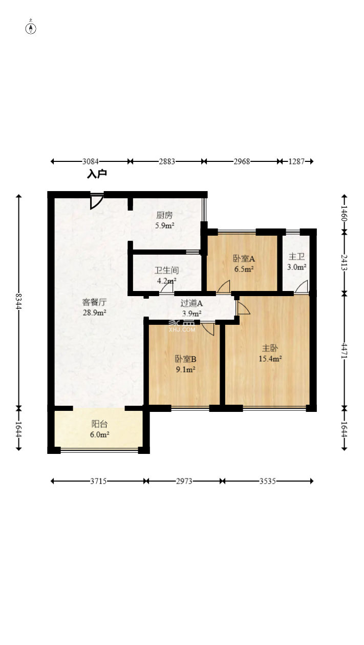 奥克斯缔壹城  3室2厅2卫    128.0万