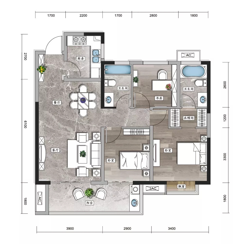 锦湘悦 3室2厅2卫 61.8万 锦湘悦 3室2厅2卫 61.8万室内图