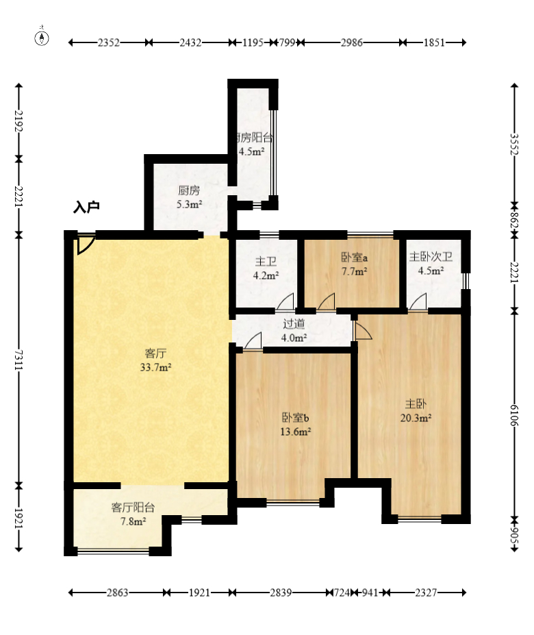 榮鑫家園  3室2廳2衛(wèi)    84.8萬室內(nèi)圖1