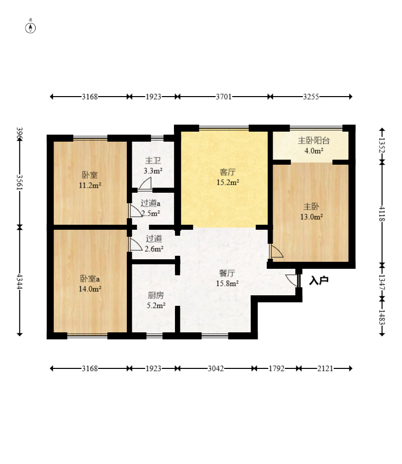 蝴蝶谷 3室2厅1卫 68.8万 蝴蝶谷 3室2厅1卫 68.8万户型图