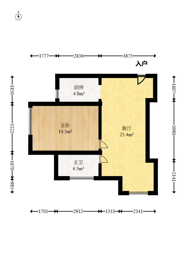 铂宫  1室1厅1卫    65.0万室内图1