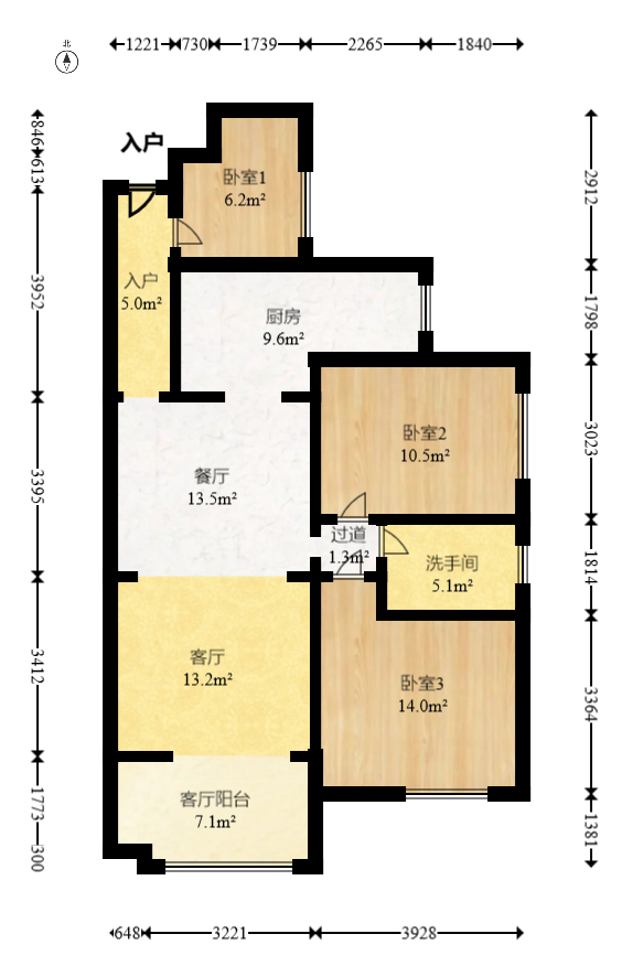第六都（陆都小区）  3室2厅2卫    139.8万室内图1