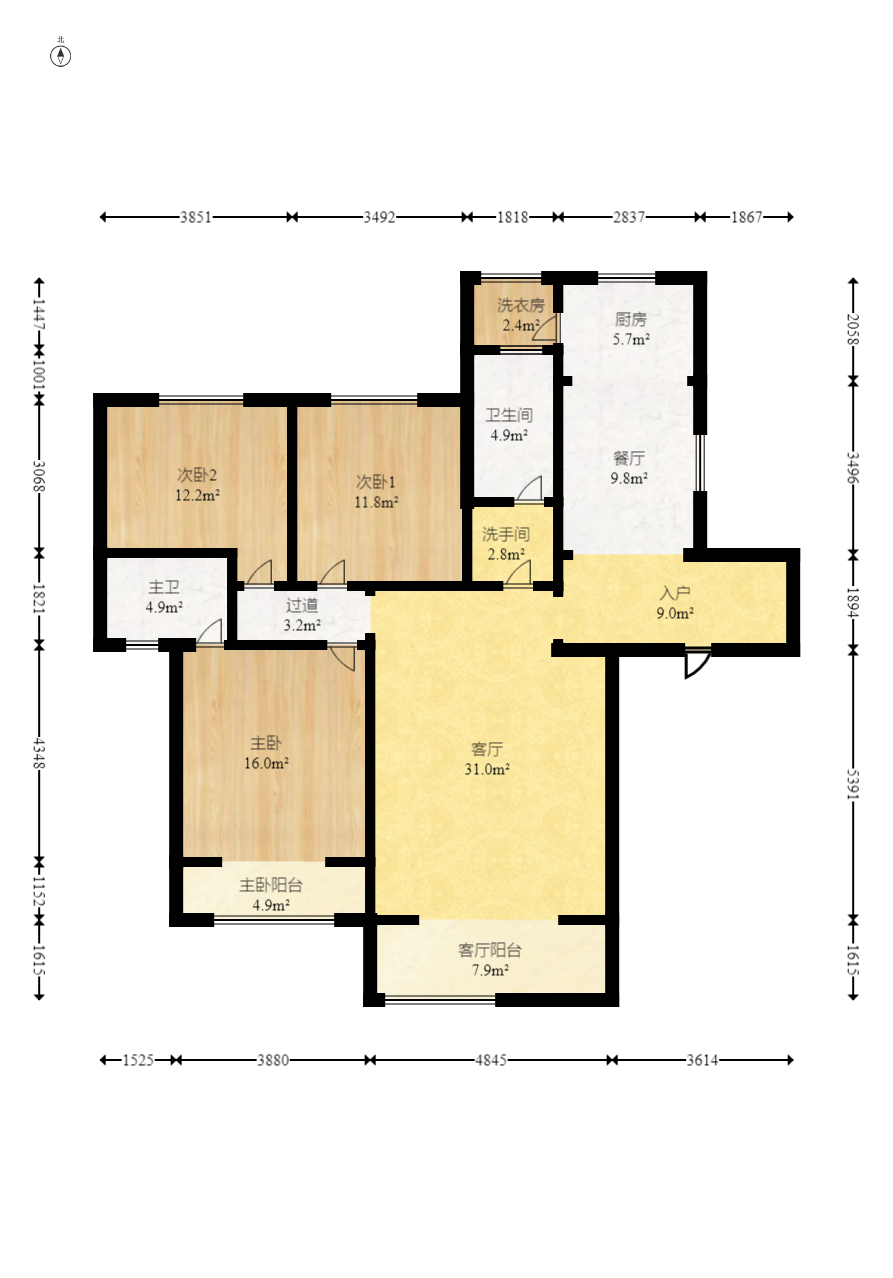 星电恬园  3室2厅2卫   103.80万 星电恬园  3室2厅2卫   103.80万户型图