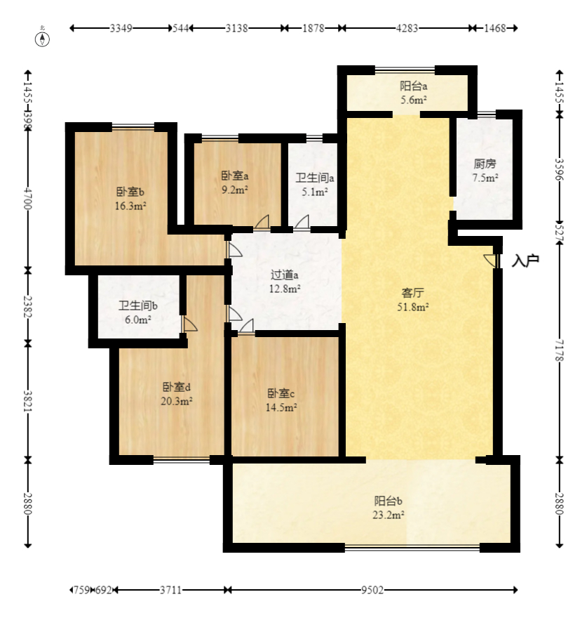 融城小区  4室2厅2卫   120.00万室内图1