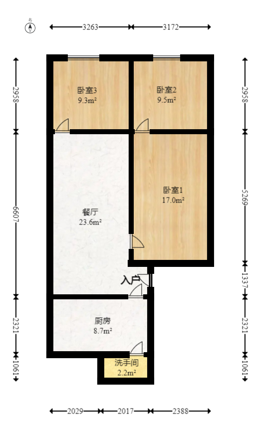 湘农桥社区  2室2厅1卫   66.00万室内图1