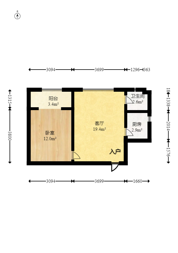 康桥长郡  1室1厅1卫    29.8万室内图1