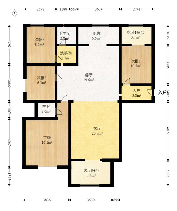 碧桂园中央花园  4室2厅2卫   129.80万室内图1