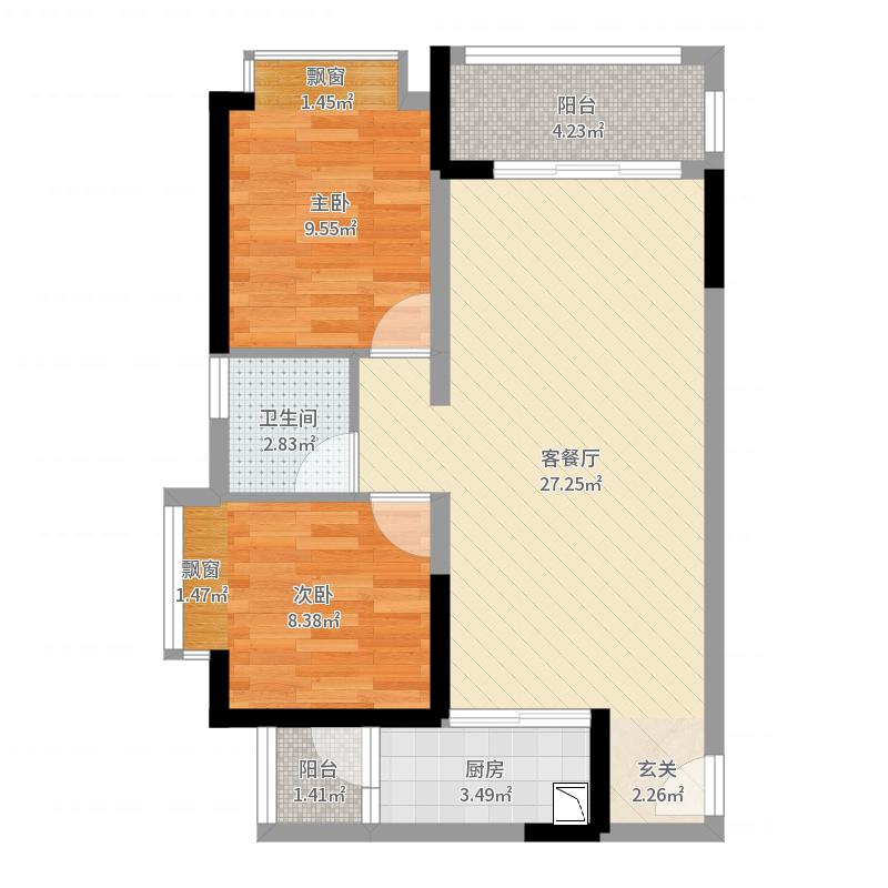 天伦国际  2室2厅1卫   92.00万室内图1