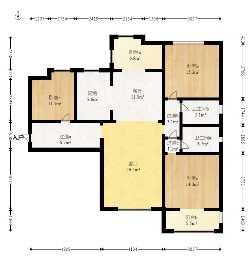 中信凯旋城(中信新城四期) 3室2厅2卫 95.0万 中信凯旋城(中信新城四期) 3室2厅2卫 95.0万户型图