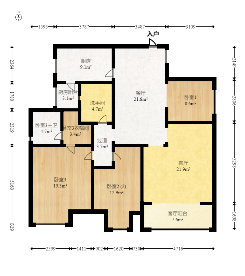 万博汇  3室2厅2卫   268.00万室内图1
