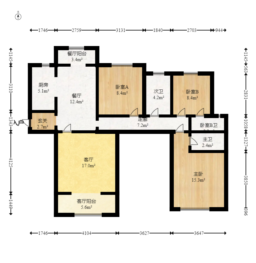中建芙蓉嘉苑  4室2厅2卫   135.00万室内图1
