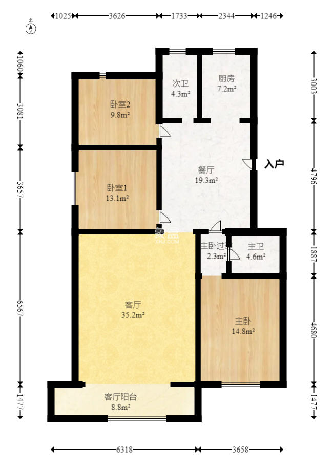 水月林公寓（建行宿舍）  4室3厅3卫   170.00万室内图1