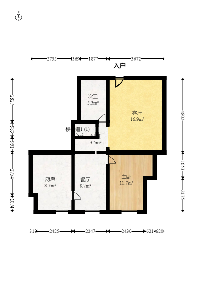 华远云玺公寓  3室2厅1卫   190.00万室内图1