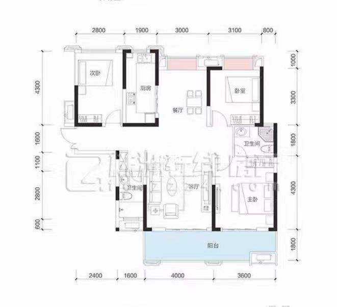 玫瑰御园  3室2厅2卫   85.80万