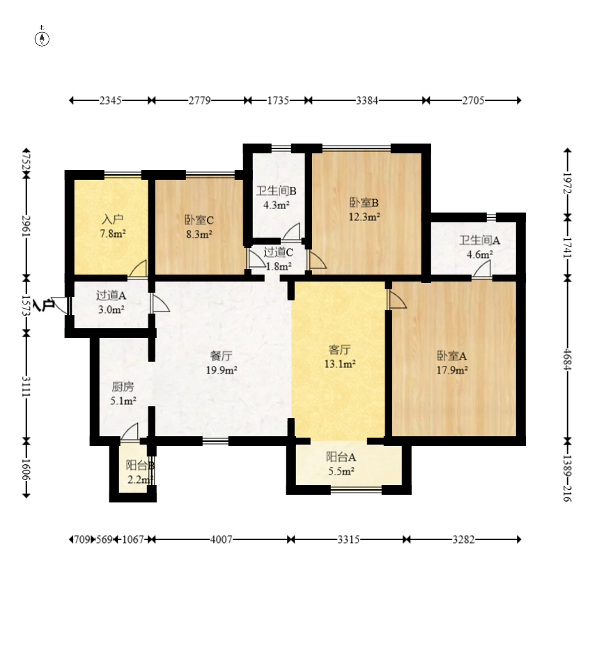 时代倾城二期 4室2厅2卫 132.0万 时代倾城二期 4室2厅2卫 132.0万户型图
