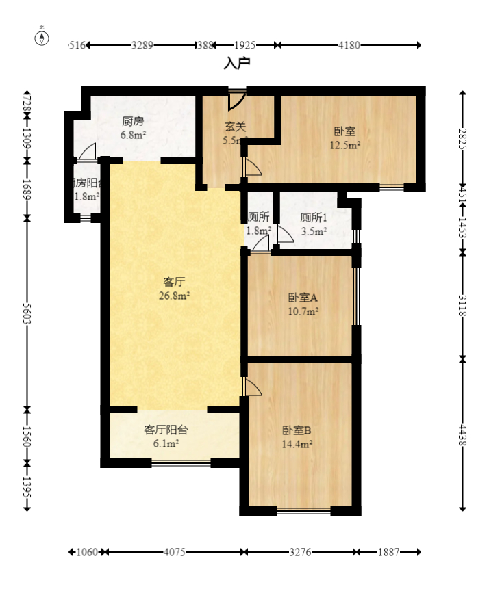 湘熙水郡（观澜海赋家园）  3室1厅1卫    115.0万室内图1