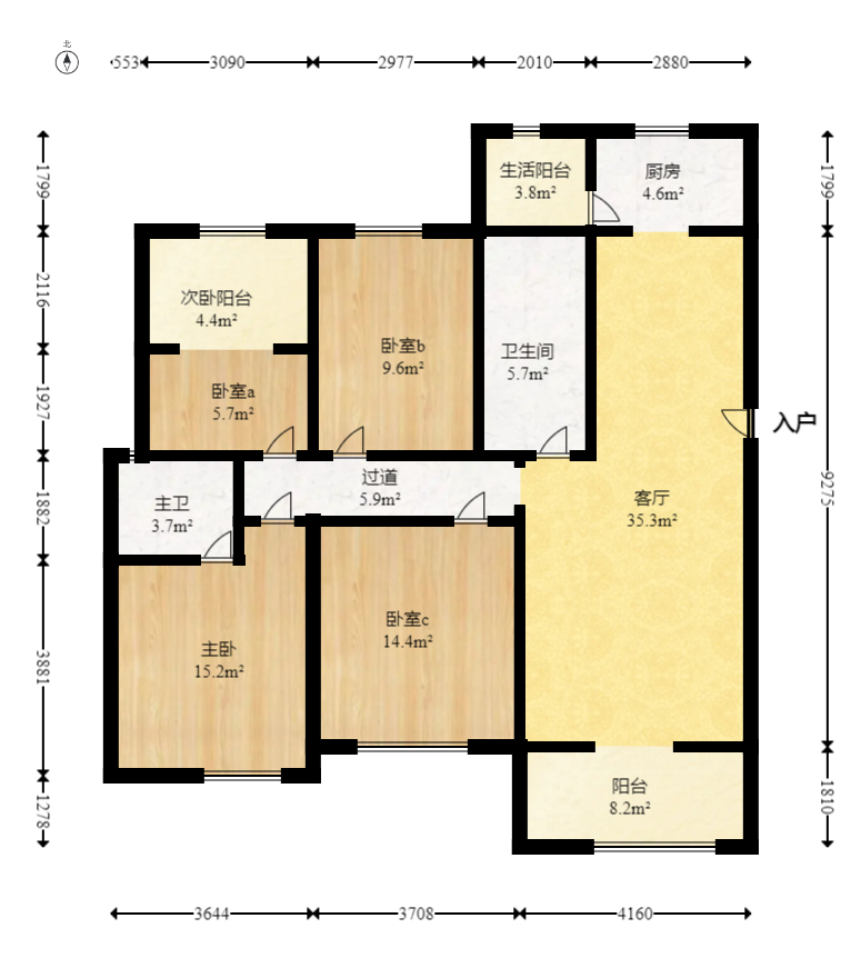 澳海谷山府  4室2厅2卫   95.00万室内图1