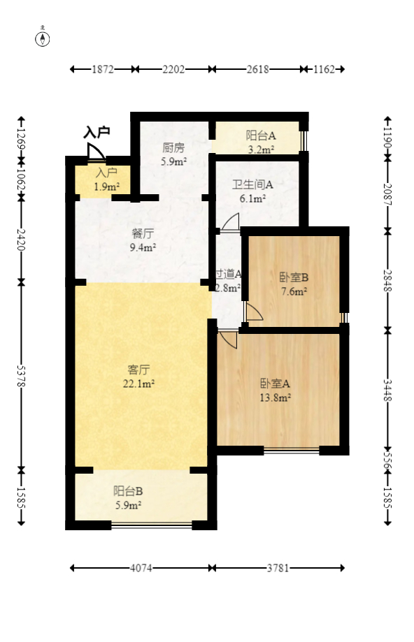 勤诚达新界  2室2厅1卫    78.0万 勤诚达新界  2室2厅1卫    78.0万户型图