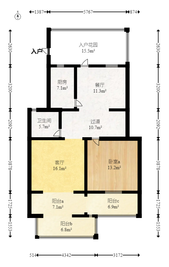 澳海澜庭  4室2厅2卫   118.00万室内图1
