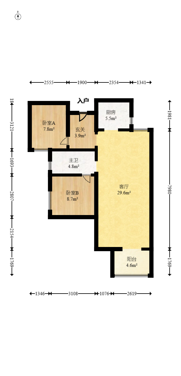 北辰中央公园C区  3室2厅1卫    81.8万室内图1