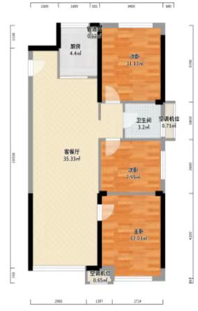 蓝溪谷  3室2厅1卫   60.00万室内图